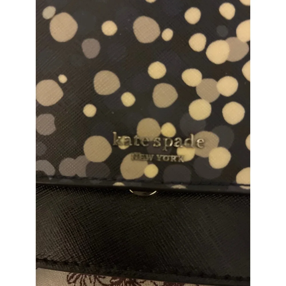 Kate Spade New York Polka Dot Saffiano Leather Crossbody Bag Black Silver